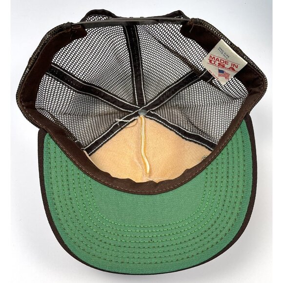 VTG Brown WESTERN WHEELERS CAMPING CLUB Covered Wagon Mesh TRUCKER CAP & PIN USA - Picture 6 of 7